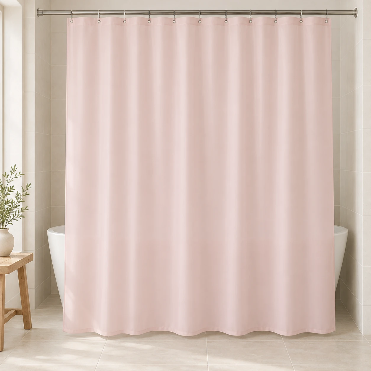 Blush Veil, Blush pink, complete shower curtain